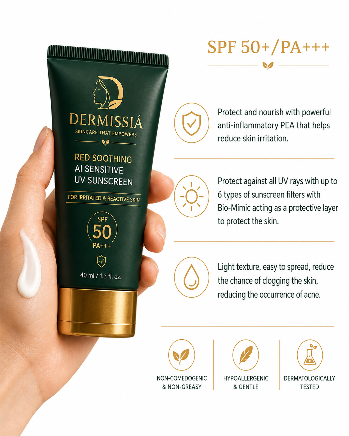 Dermissiá Red Soothing UV Sunscreen SPF 50 PA++++